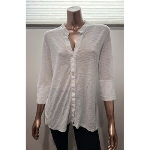 Standard James Perse Cotton V Neck Relaxed White Summer Button Shirt Top/2/S